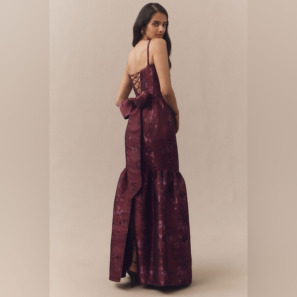 V. CHAPMAN CHERIE OFF-SHOULDER CORSET BROCADE MAXI DRESS - Picture 2 of 3